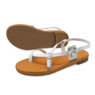 Women Sandals LS-15 White Corrected Grain Leather